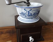 Vintage Manual Coffee Grinder Dutch Scene, Windmill Scene, Delft Blue Style, Mr Dudley Coffee Grinder, Hand Crack