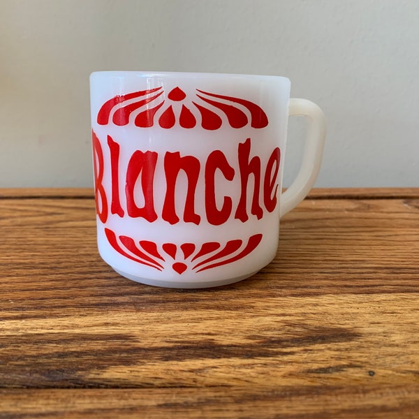 FEDERAL Red BLANCHE Coffee Mug, Red White Vintage Stackable Mug, Milk Glass Mug, Vintage Drinkware