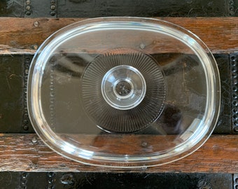 PYREX F12C F-12-C Clear Glass Oval Lid, Replacement Lid for Corning Ware F-12-B Casserole Dish