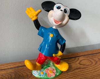 Vintage Mickey Mouse Figure, 7" Tall Collectible Walt Disney Knick Knack