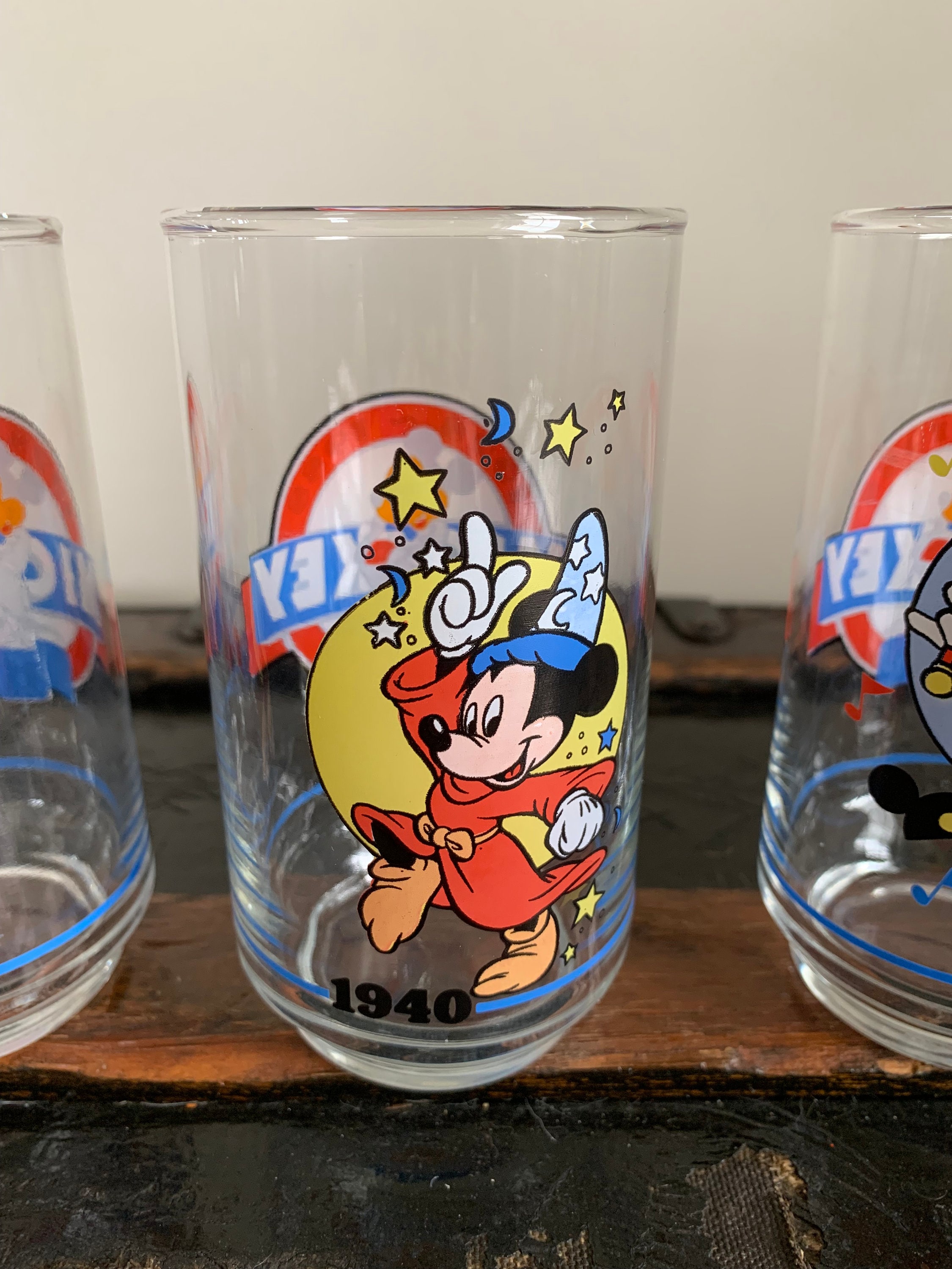 Vintage Set Walt Disney Drinking Glasses Mickey Mouse Etsy