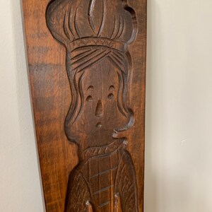 Vintage Hand Carved Cookie Mold: Dutch Folk Art Woman, Kitchen Decor