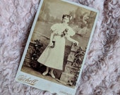 Antique Victorian cabinet card photo, beautiful young girl at her communion holding bible Chicago