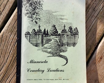 Vintage handmade book titled Minnesota cemetery locations. Rare book with every burial ground in this state. 1988.