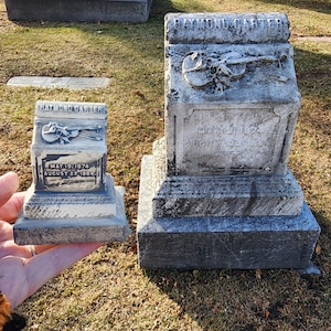 3D resin printed headstone for 10 year old Raymond Carter in 1884. Beautiful violin carving.