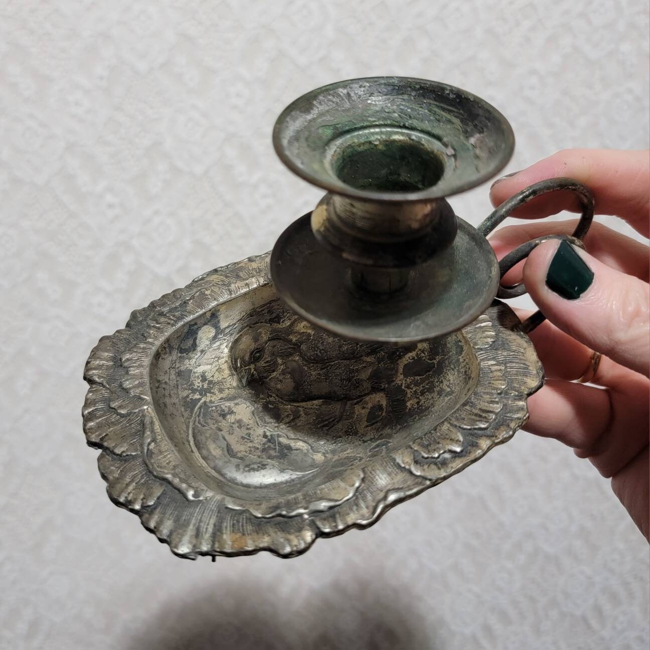 Victorian Era Candlestick Holder. A Chick Hatching From an Etsy
