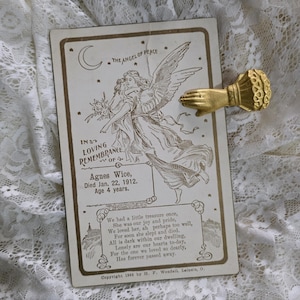 Beautiful all white, intricate, ornate victorian style memorial funeral cabinet card for 4 year old Agnes Wice.