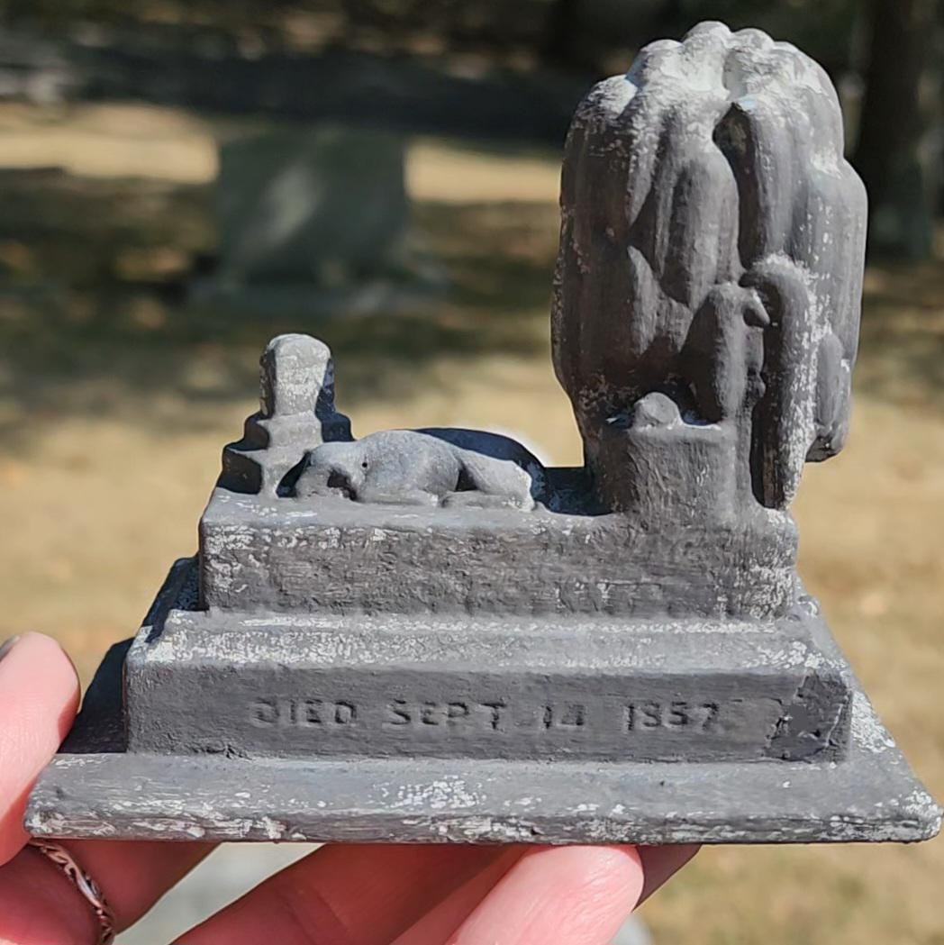 3D printed resin grave marker! Weeping willow tree and lamb. A duplicate of a real life gravemarker. Made to order.