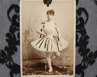 Beautiful victorian era cabinet card photo of a Ballerina! Late 1800s. Photographer- Charles Ritzmann. RARE find!