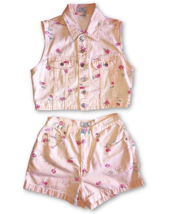 1990s Guess Denim Floral Set