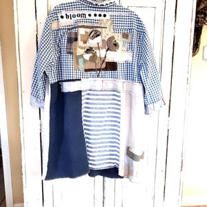Upcycled women's clothing. Upcycled clothing. shirt. tunic. Applique. Patchwork. Thewoodenwolf etsy shop