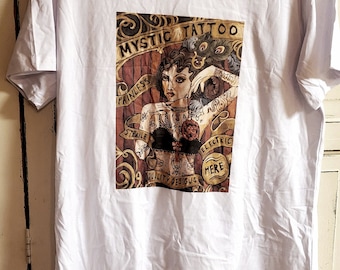 Tattoo. Tattoo lady. Tshirt. Hippie. Women&#39;s clothing. Mens clothing. Thewoodenwolf etsy shop