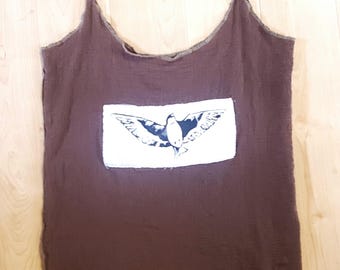 Ropa reciclada. Ropa de mujer. Camiseta de tirantes. Algodón. Top playero. Tienda Etsy de Thewoodenwolf.