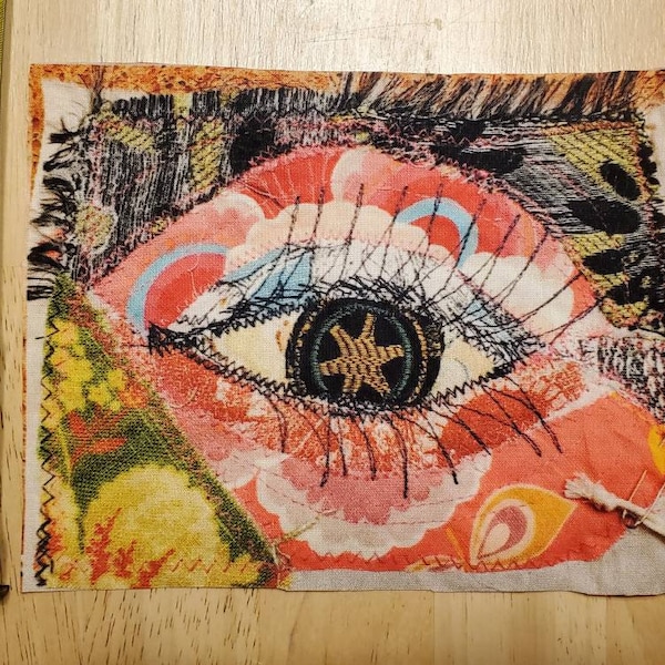 Patch. Clothing patch.  Upcycled clothing.  Print on fabric. Eye. All seeing eye. Thewoodenwolf etsy shop