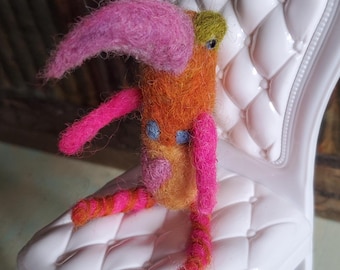 Needle felted. Doll. wool sculpture. Textile art. Bird. Monster. Thewoodenwolf etsy shop