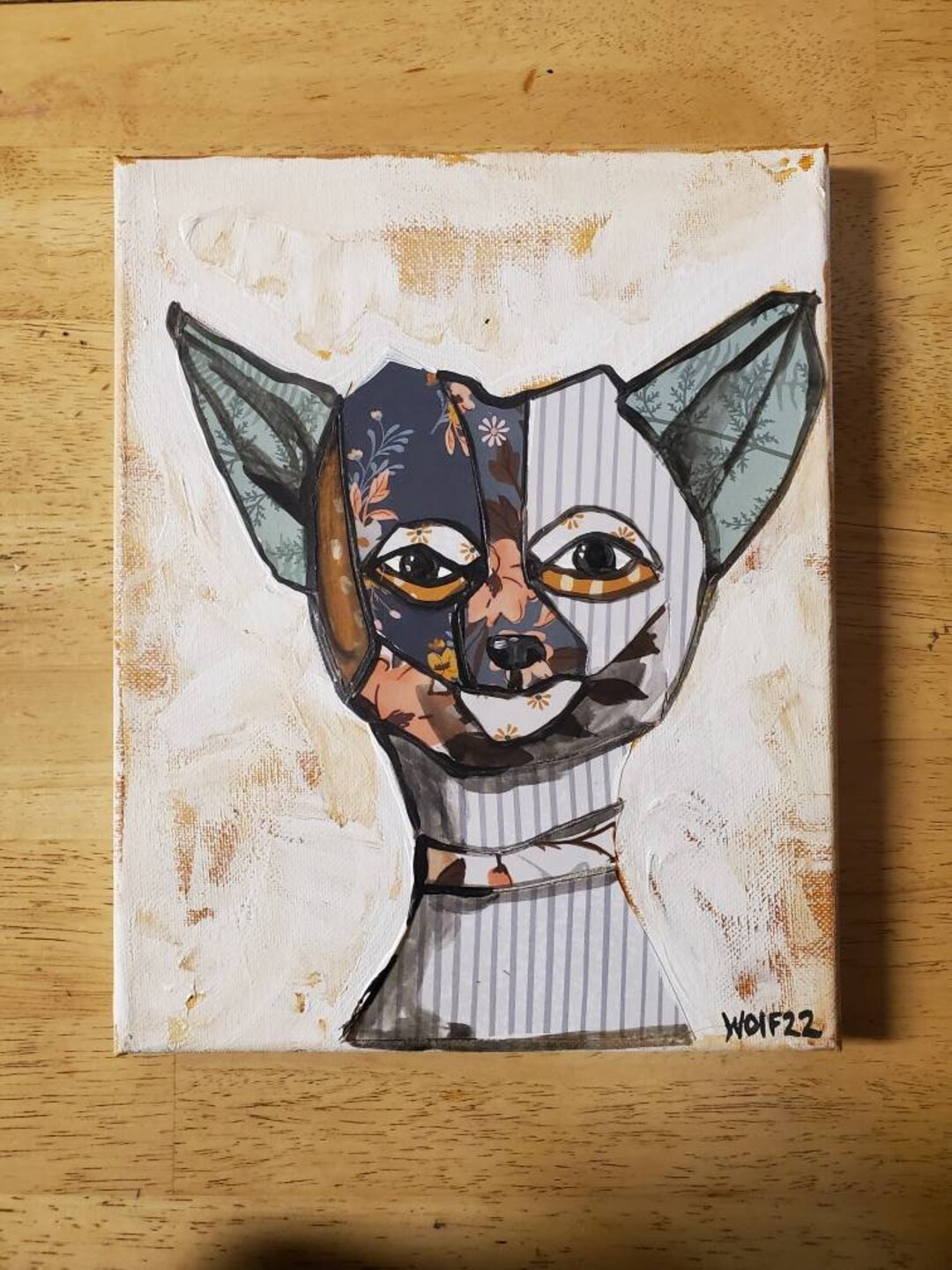 Papillion. Chihuahua. Dog Art. Mixed Media Painting. Jack Russell