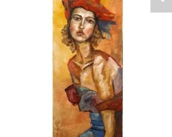 painting. Acrylic. Woman. Wall art. Home decor. Bohemian. Reduced!! Thewoodenwolf etsy shop