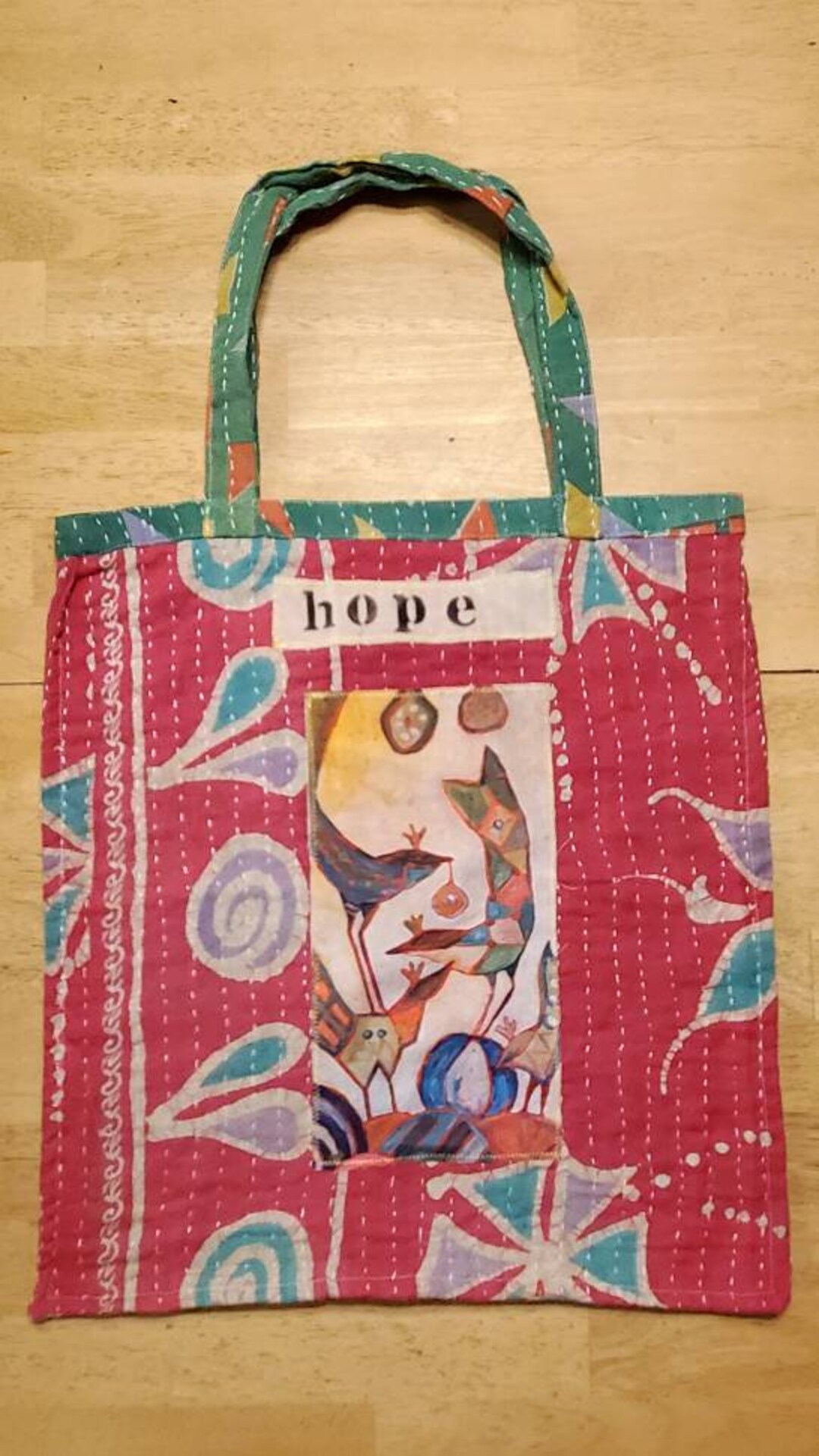 Kantha Bag. Bird. Hope. Tote. Messenger Bag. Market Bag. Etsy