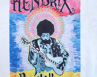 tshirt. Jimi Hendix.  Rock tshirt. upcycled clothing.  thewoodenwolf etsy shop