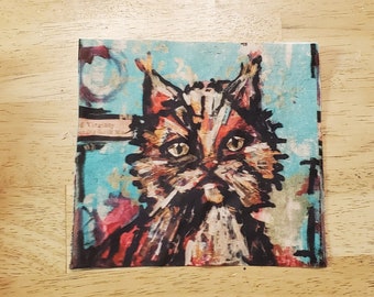 Patch. Clothing patch. Cat. Upcycled clothing. Thewoodenwolf etsy shop