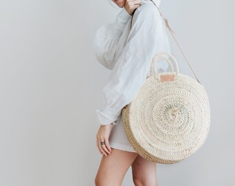 round woven beach bag