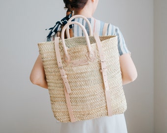 SALE! Straw french bag| French woven backpack| Boho straw bag| Straw boho bag| Market basket bag| Moroccan beach bag| Beach market basket