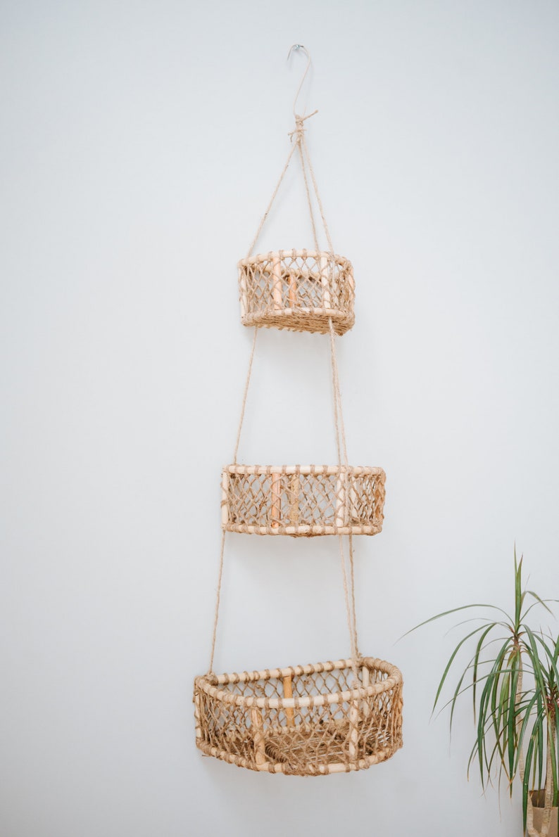 SALE 3 Tier Hanging Basket Hanging Woven Baskets Set of 3 Etsy