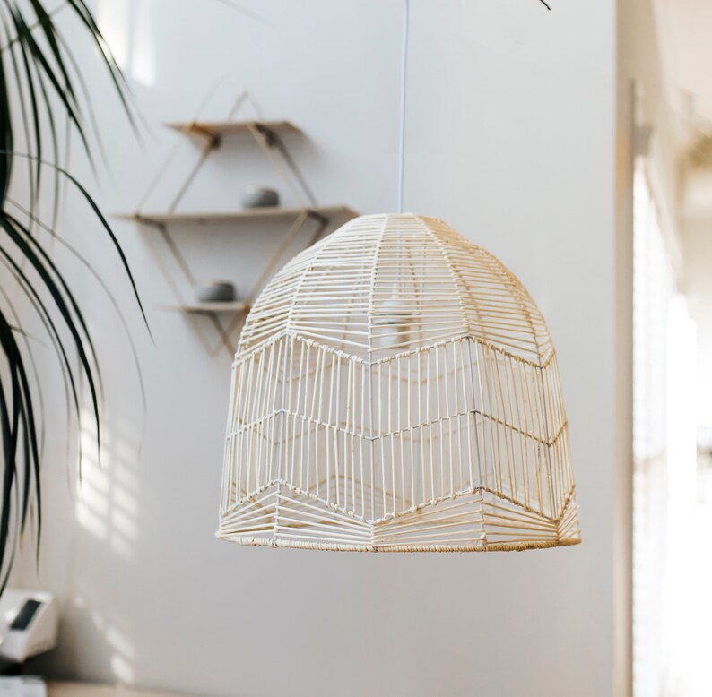 Large Rattan Pendant Light Woven Lampshade Wicker Hanging Etsy