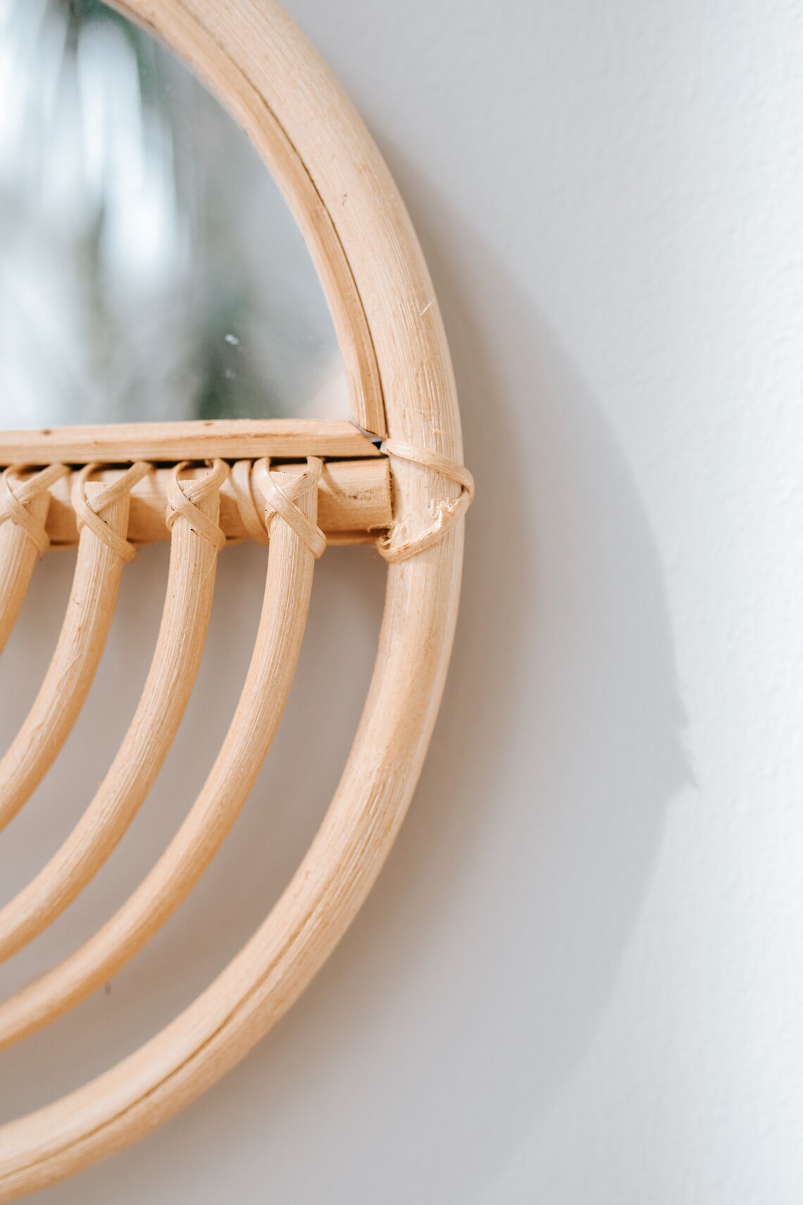 Rattan Mirror Round Mirror With Hooks Rattan Mirror Jewelry Etsy