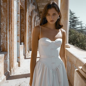 Seraphina basque waist wedding gown with belt