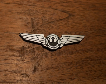 Star Wars X-Wing Pilot Wings: Brushed Aluminum Acrylic Rebel Alliance Insignia