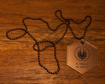 Battlestar Galactica Dog Tag Necklace CUSTOM - Starbuck Apollo Adama Tigh Pegasus Cylon Viper Colonial Gaius Boomer Helo Cosplay Raider