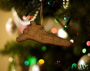Battlestar Galactica Viper Ornament - Laser Cut Birch Plywood