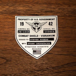 Captain America Shield Asset Tag Government Steve Rogers Vibranium Hydra Stark SSR Plate Serial Number First Avenger Cosplay Replica Prop