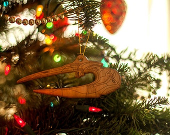 Battlestar Galactica Cylon Christmas Ornament - Laser Cut Birch Plywood