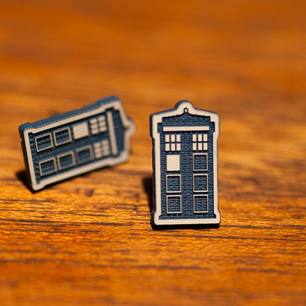 Doctor Who TARDIS Earrings - Dalek Cybermen Sonic Screwdriver Rose Bad Wolf Gallifrey Time Lord Companion K9 War Doctor Tom Baker Torchwood