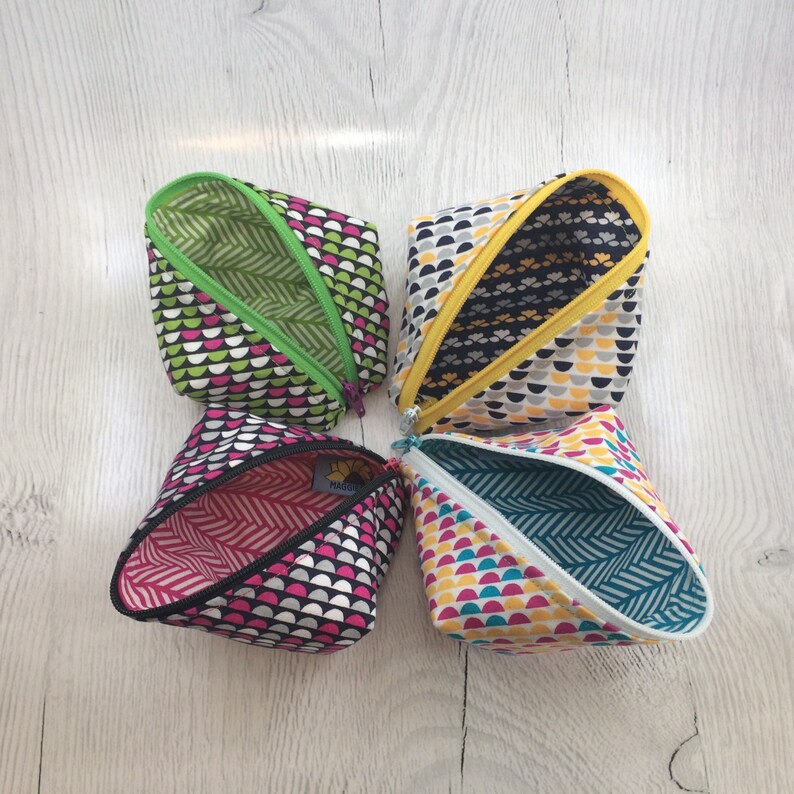 Geometric TurquoiseWhitePink Peapod Pouch Cable Organizer