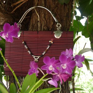 Damen Handtasche,Bambus,Eco Vegan Abendtasche,Natürliche Fair-Trade-Tasche, Handgefertigte Bambustasche,Ethnische Handtasche,Kleine Handtasche,Boho Tasche,Rot