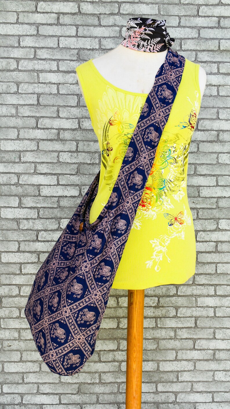 Elephant Bag Printed Cotton Bag Boho Cotton Sling Bag Thai Hippie Bag Environment Friendly Shopping Bag Lightweight Crossbody Bag