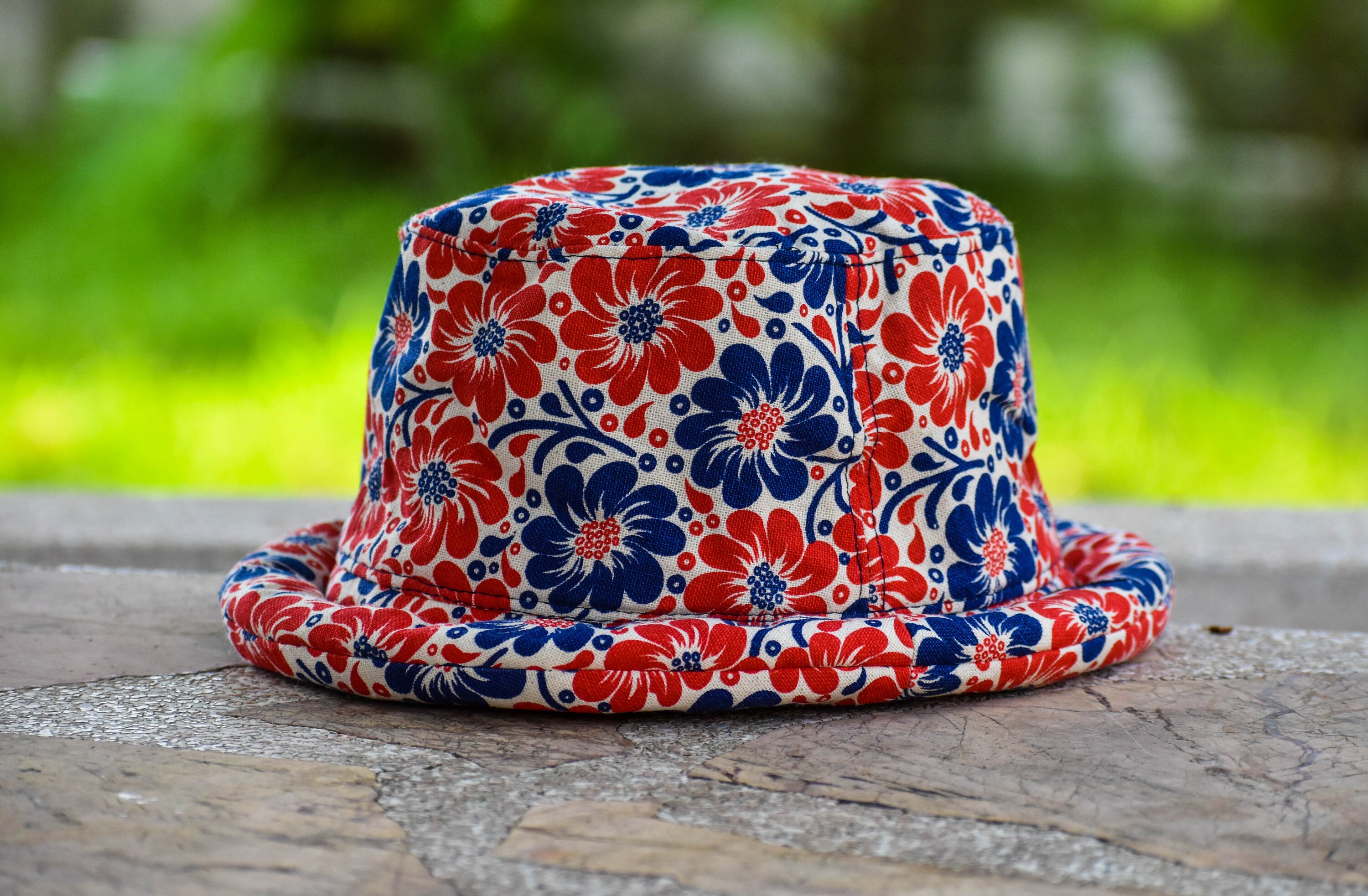 Bucket Hat Roll Brim Hat Thai Colorful Fabric Summer hat Etsy