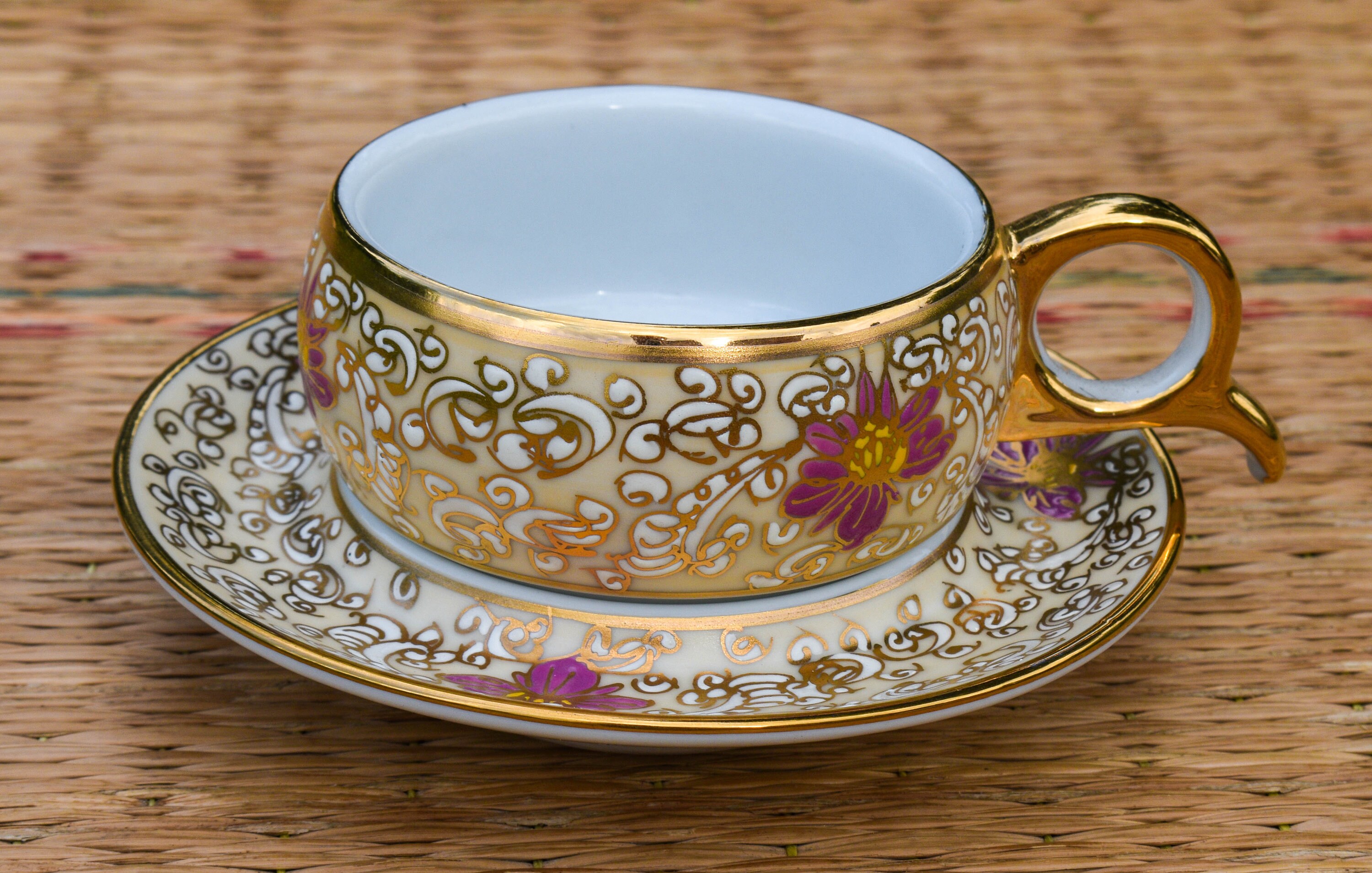 Gold Ceramic Espresso cup pair of delicate Espresso coffee Etsy