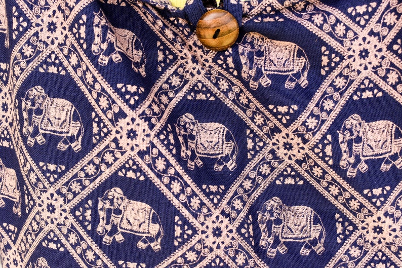 Elephant Bag Printed Cotton Bag Boho Cotton Sling Bag Thai Hippie Bag Environment Friendly Shopping Bag Lightweight Crossbody Bag