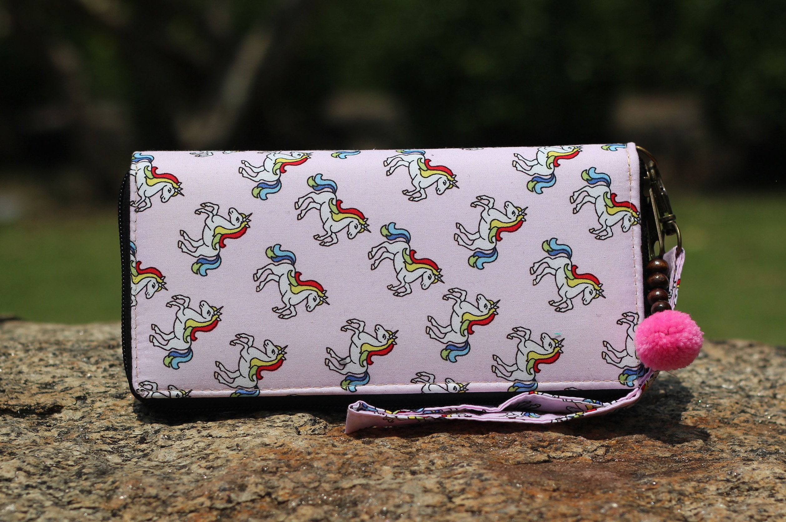 Zipper fabric wallet Unicorn Lovers Pink Cute Wallet Womens Etsy
