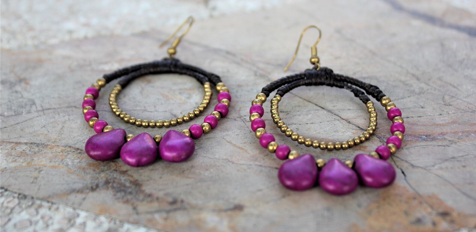 Purple Bohemian Earrings Thai Handmade Party earrings Gift Etsy