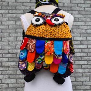 Sac à dos pour enfant, amoureux de la chouette, petit sac à dos, patchwork de coton, cadeau unique fait main, cartable, sac à dos pour enfant