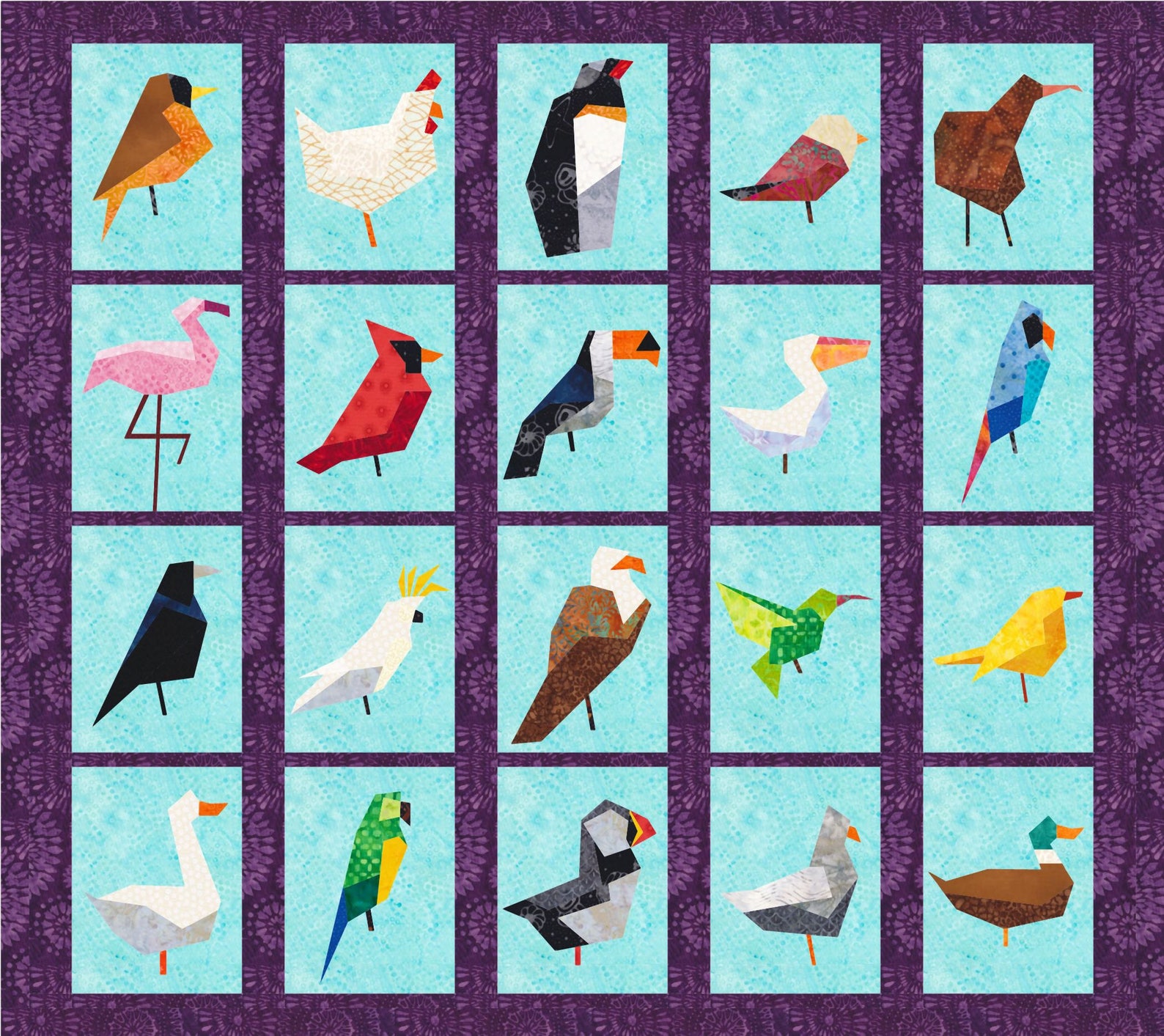 20 Birds Quilt Block Patterns Foundation Paper Piece Patches Etsy