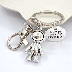 Never Give Up Keychain, Space Astronaut Pendant Keychain,Astronaut Keychain,To Infinity and Beyond, Science Teacher Gift ,Space Jewelry