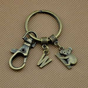 Initial Koala Keyring, Koala Bear Keyring,  Koala Keyring, Charm Keyring, Keychain, Personalised Keyring, Koala Gift-1578