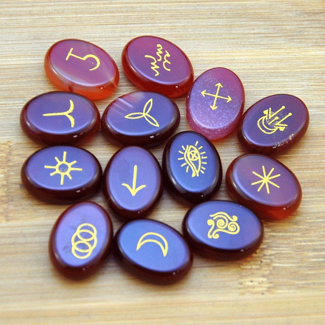 Cleanse Rune A Set of 13 Nordic Anxiety Inspirational Magic Runes Stone,crystal ...