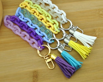 Chunky Chain Link Wristlet Keychain，Bag Purse Wallet Gifts，Acrylic Bangle Key Ring，Wristlet Keychain，Bracelet Keychain，Boho Modern Keychain